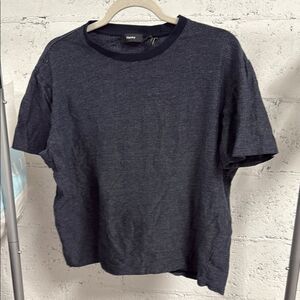 Theory Blue Short Sleeve Sweater Tee Navy Wool Top - Like New - Size XL